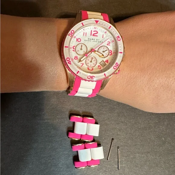 Marc by Marc Jacobs watch NEW pink and gold watch with extra links NWOB - Picture 1 of 8